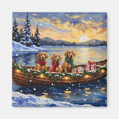 Chesapeake Bay Retriever Christmas Boat Holiday マグネット (正面)