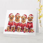 Chesapeake Bay Retriever Christmas Dress Santa Hat カード (黄色い花)