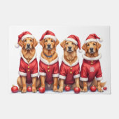 Chesapeake Bay Retriever Christmas Dress Santa Hat ドアマット (正面)