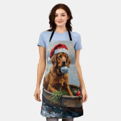 Chesapeake Bay Retriever Christmas Hunting Boat エプロン (着用した状態)