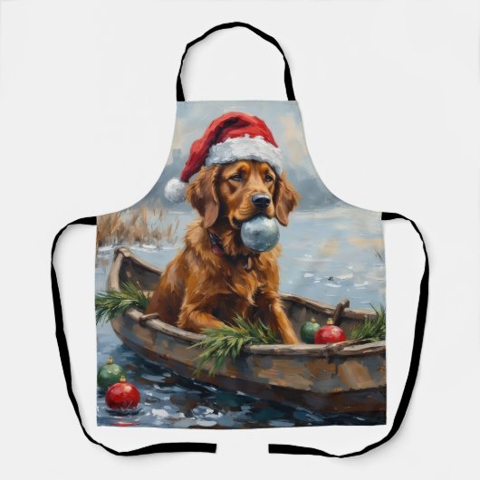 Chesapeake Bay Retriever Christmas Hunting Boat エプロン (正面)