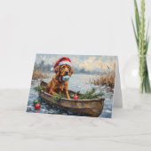 Chesapeake Bay Retriever Christmas Hunting Boat カード (正面)