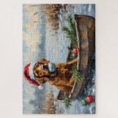Chesapeake Bay Retriever Christmas Hunting Boat ジグソーパズル (縦)