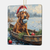 Chesapeake Bay Retriever Christmas Hunting Boat セラミックオーナメント (左)