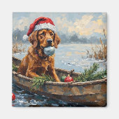 Chesapeake Bay Retriever Christmas Hunting Boat マグネット (正面)