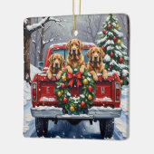 Chesapeake Bay Retriever Christmas Red Truck  セラミックオーナメント (左)