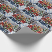 Chesapeake Bay Retriever Christmas Red Truck  ラッピングペーパー (角)