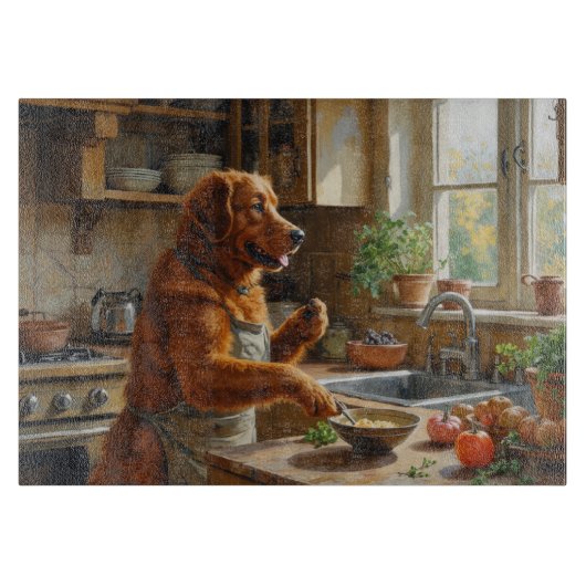 Chesapeake Bay Retriever Cooking in Kitchen カッティングボード (正面)