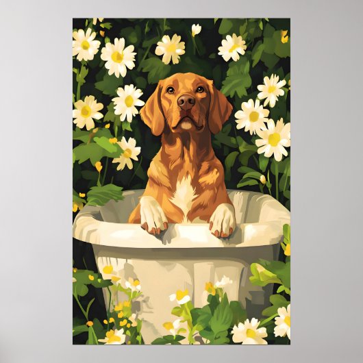 Chesapeake Bay Retriever In Bathtub Poster, Funny ポスター (正面)