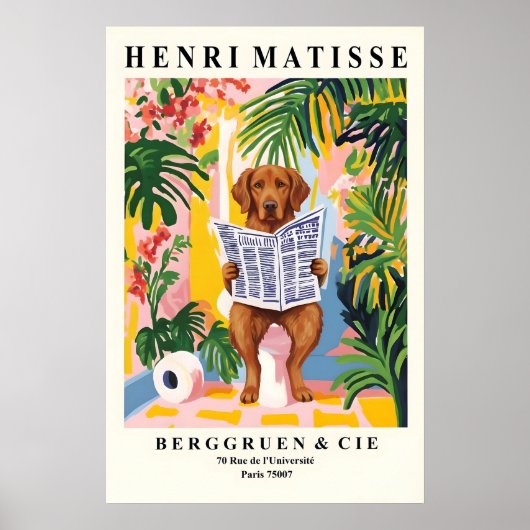 Chesapeake Bay Retriever on Toilet Art Matisse ポスター (正面)