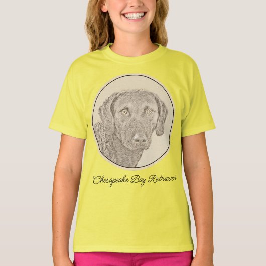 Chesapeake Bay Retriever Painting Original Dog Art Tシャツ (正面)