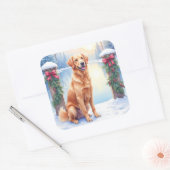 Chesapeake Bay Retriever Winter Lakeside Christmas スクエアシール (封筒)