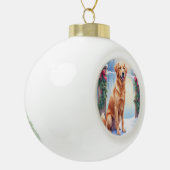 Chesapeake Bay Retriever Winter Lakeside Christmas セラミックボールオーナメント (左)