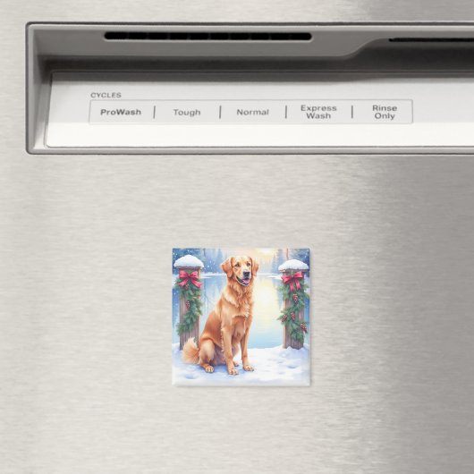 Chesapeake Bay Retriever Winter Lakeside Christmas マグネット (インサイチュ (食洗機))