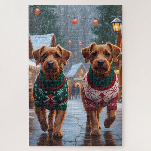 Chesapeake Bay Terrier Christmas Snow Holiday ジグソーパズル (縦)
