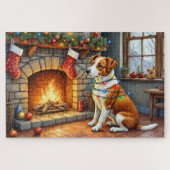 Chesapeake Bay Terrier Fireplace Christmas Lights ジグソーパズル (横)