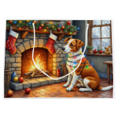 Chesapeake Bay Terrier Fireplace Christmas Lights ラージペーパーバッグ (正面)