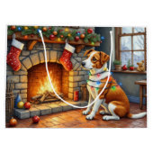 Chesapeake Bay Terrier Fireplace Christmas Lights ラージペーパーバッグ (裏面)