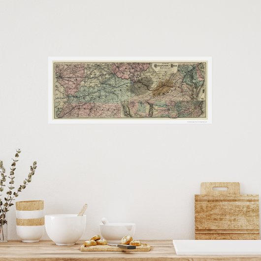 Chesapeake & Ohio Railroad Map 1873 ポスター (キッチン)