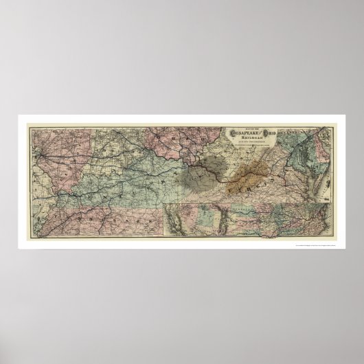 Chesapeake & Ohio Railroad Map 1873 ポスター (正面)