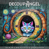 Cheshire Cat #1 - Decopage- 薄葉紙