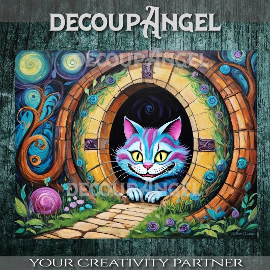 Cheshire Cat #1 - Decopage- 薄葉紙