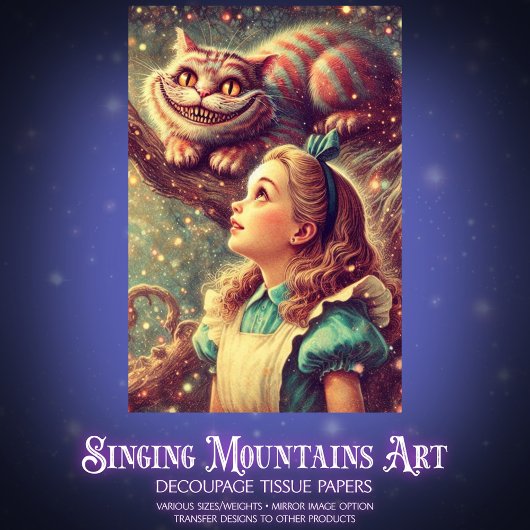Cheshire Cat Alice Classic Illustration Decoupage 薄葉紙