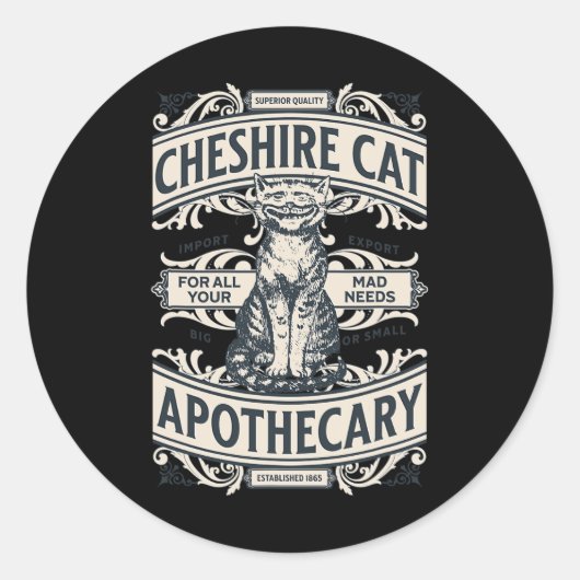 Cheshire Cat - Alice In WonderlandヴィンテージBook De ラウンドシール (正面)