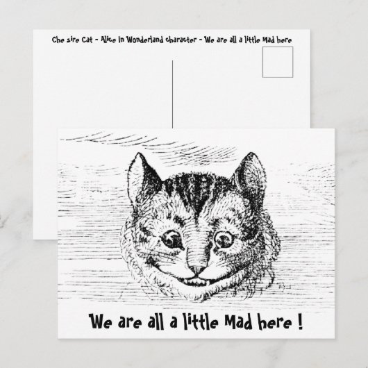 Chesire Cat - Alice In Wonderlandキャラクター ポストカード (正面/裏面)