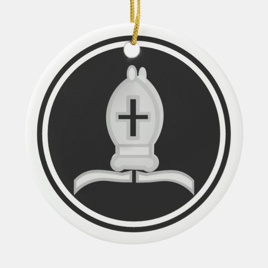 Chess白人の司教 セラミックオーナメント (正面)