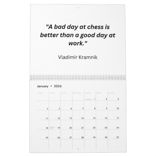Chess Calendar 2025 - Chess Quotes Calendar カレンダー (1月 2026)
