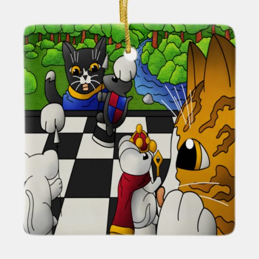 Chess Cats in the park セラミックオーナメント (正面)