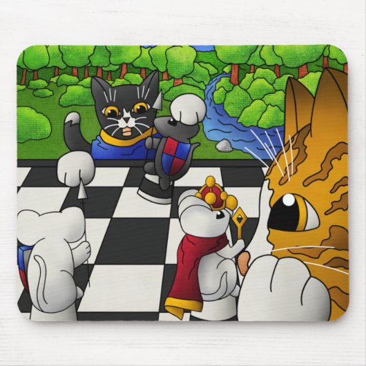 Chess Cats in the park マウスパッド (正面)