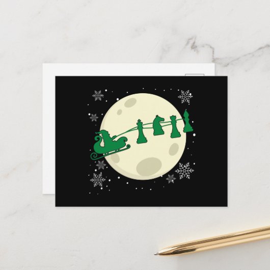 Chess Christmas Santa - Chess Piece Reindeer ポストカード (正面/裏面インサイチュ)