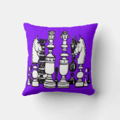 Chess decor pillow black white purple pillow クッション (裏面)