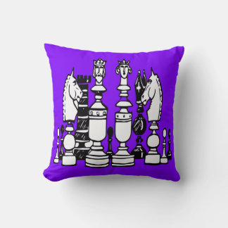 Chess decor pillow black white purple pillow クッション