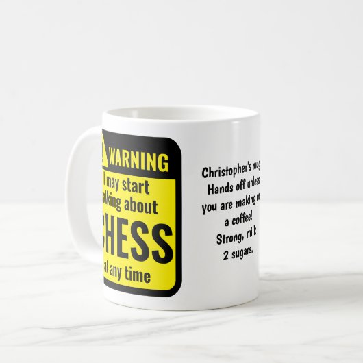 Chess Funny Personalized Warning コーヒーマグカップ (正面左)