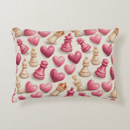 Chess & Hearts Valentines Pattern アクセントクッション