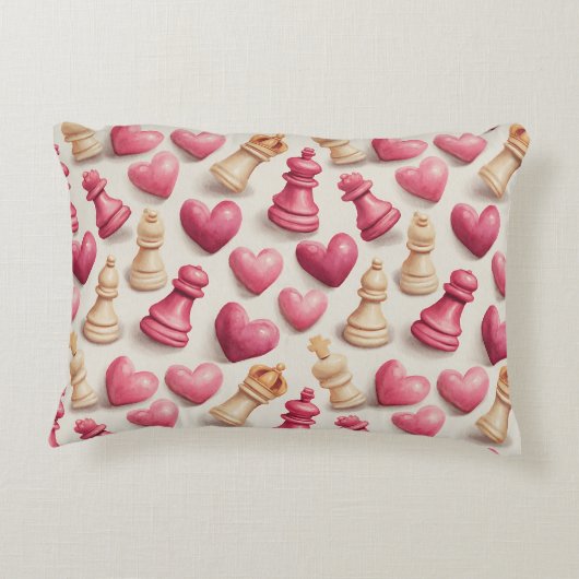 Chess & Hearts Valentines Pattern アクセントクッション (裏面)