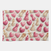 Chess & Hearts Valentines Pattern キッチンタオル (横)