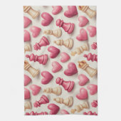 Chess & Hearts Valentines Pattern キッチンタオル (縦)