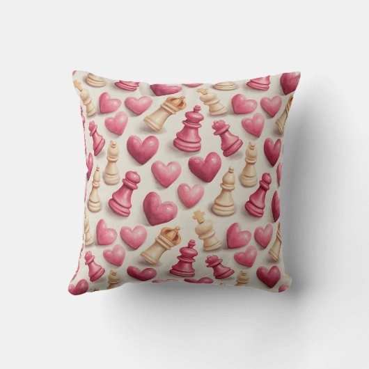 Chess & Hearts Valentines Pattern クッション (裏面)