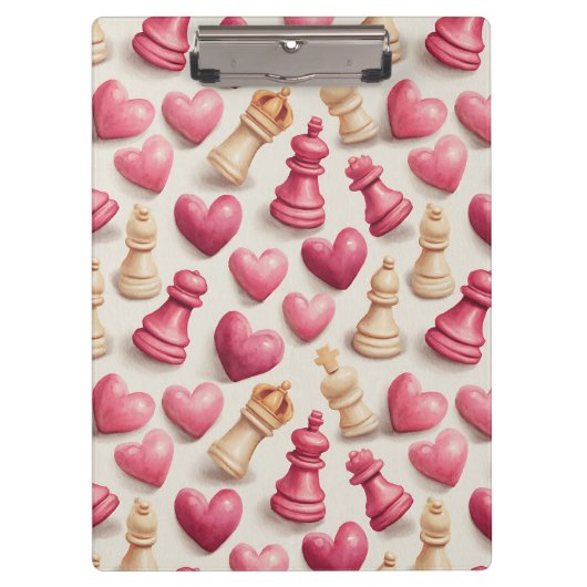 Chess & Hearts Valentines Pattern クリップボード (正面)