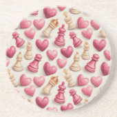 Chess & Hearts Valentines Pattern コースター (正面)