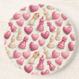 Chess & Hearts Valentines Pattern コースター