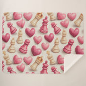 Chess & Hearts Valentines Pattern シェルパブランケット (正面(横))