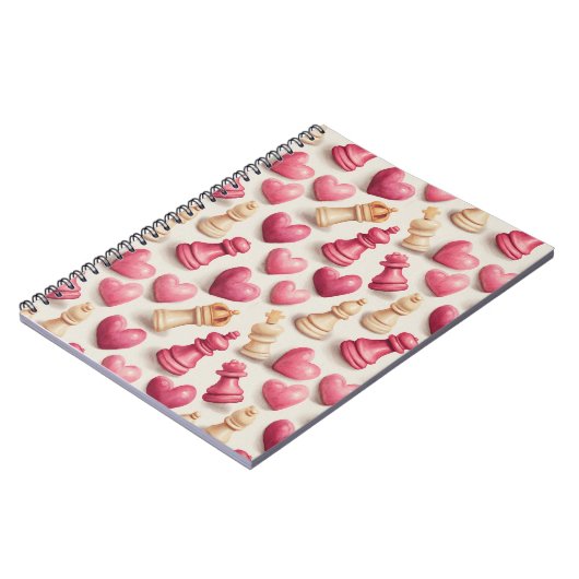 Chess & Hearts Valentines Pattern ノートブック (左側)