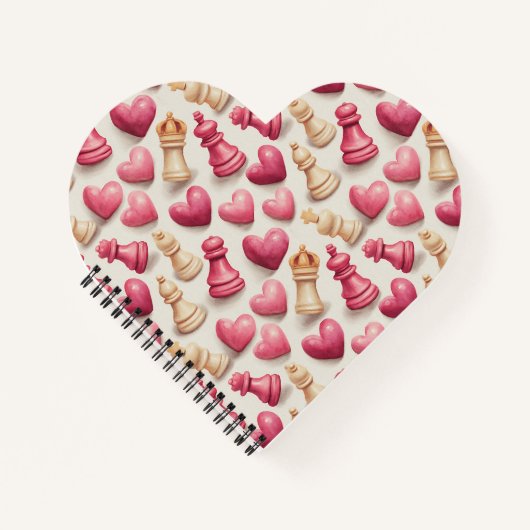 Chess & Hearts Valentines Pattern ノートブック (正面)