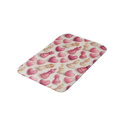 Chess & Hearts Valentines Pattern バスマット (アングル)