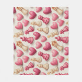 Chess & Hearts Valentines Pattern フリースブランケット (正面)
